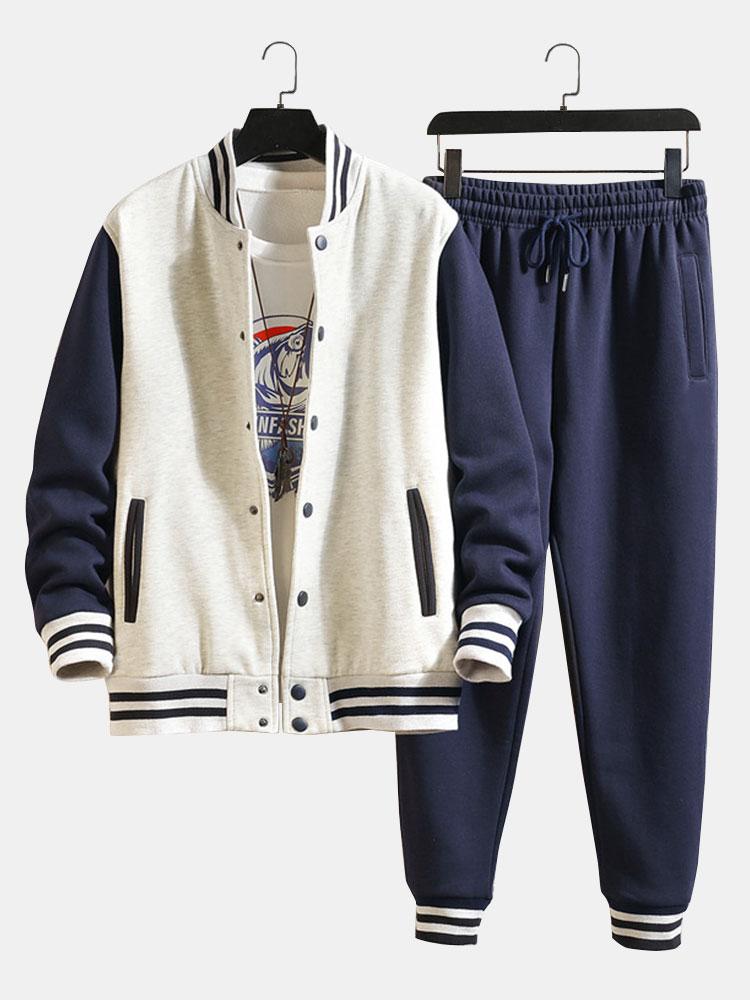 Contrast Baseball Jacket & Jogger Pants