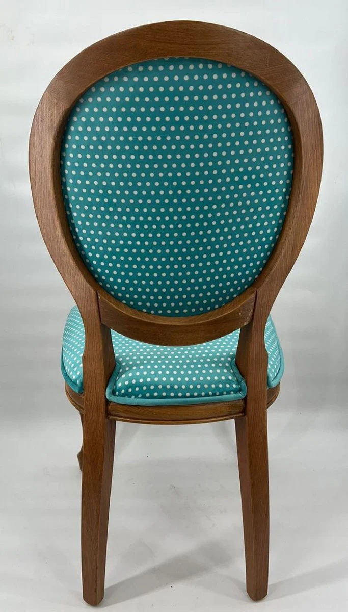 Baroque Dining Room Chair Turquoise / Multicolored / Brown - Handmade Antique Style Chair with Design - Dining Room Furniture in Baroque Style - Noble & Magnificent