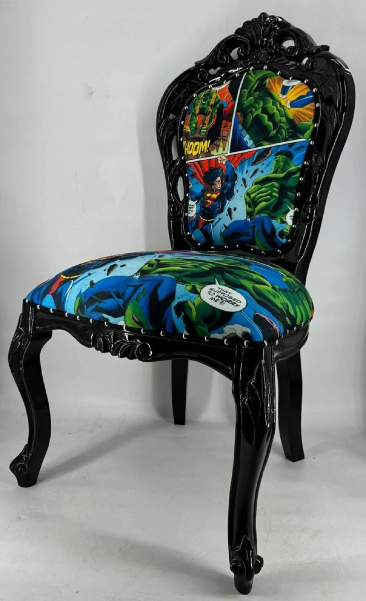 Luxury Baroque Dining Room Chair with Comic Design Colorful / Black - Baroque Dining Room Furniture