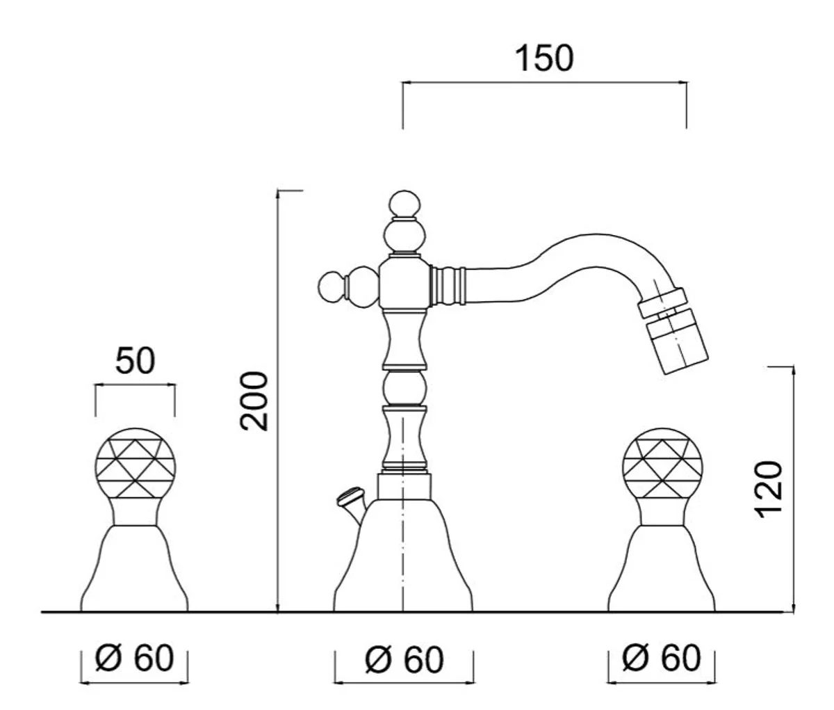 Luxury washbasin fitting with Swarovski crystal glass silver H. 20 cm - luxury washbasin 3-hole fitting